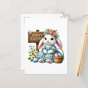 Cute Happy Easter bunny Feestdagenkaart