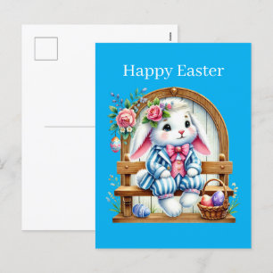 Cute Happy Easter bunny Feestdagenkaart