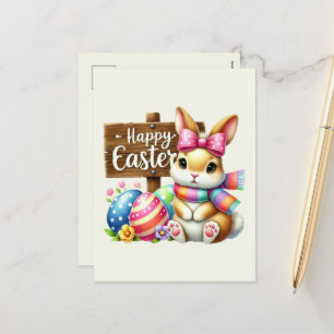Cute Happy Easter bunny Feestdagenkaart