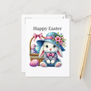 Cute Happy Easter bunny Feestdagenkaart
