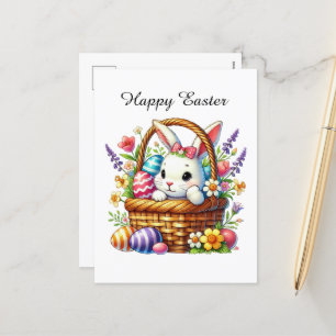 Cute Happy Easter bunny Feestdagenkaart