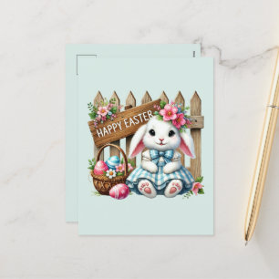Cute Happy Easter bunny Feestdagenkaart