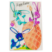 Cute Happy Easter bunny  Medium Cadeauzakje (Voorkant)
