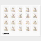 Cute Happy Easter bunny Vierkante Sticker (Vel)