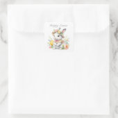 Cute Happy Easter bunny Vierkante Sticker (Tas)