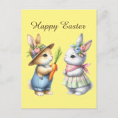Cute Happy Easter waterverf Briefkaart (Voorkant)