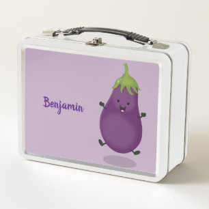 Cute happy eggplant cartoon