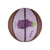 Cute happy eggplant cartoon basketbal (Verticaal)