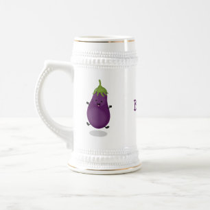 Cute happy eggplant cartoon bierpul