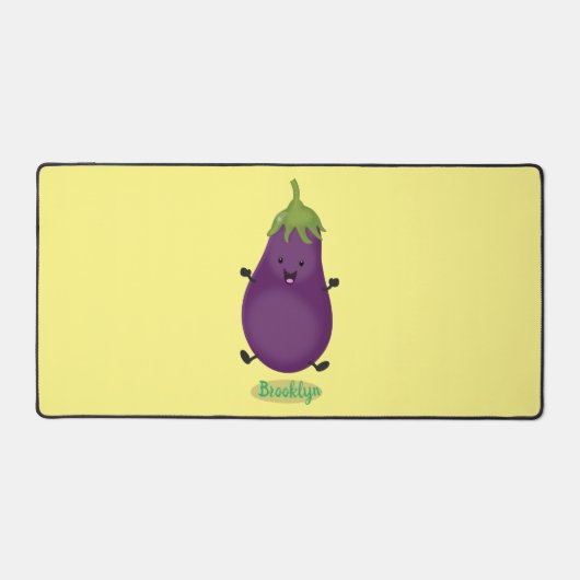 Cute happy eggplant cartoon bureaumat (Voorkant)