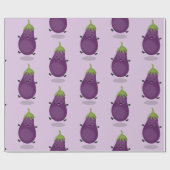 Cute happy eggplant cartoon cadeaupapier (Vlak)