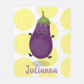 Cute happy eggplant cartoon fleece deken (Voorkant)