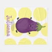 Cute happy eggplant cartoon fleece deken (Voorkant (Horizontaal))