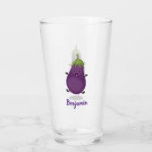 Cute happy eggplant cartoon glas (Achterkant)