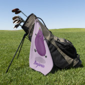 Cute happy eggplant cartoon golfhanddoek (Groen)