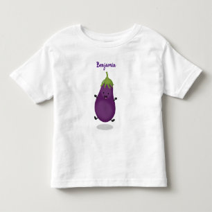 Cute happy eggplant cartoon kinder shirts