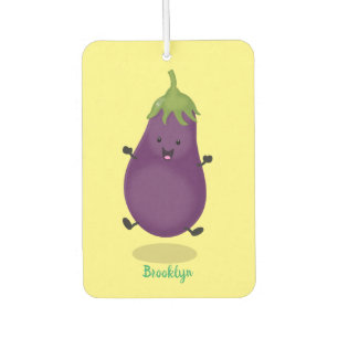 Cute happy eggplant cartoon luchtverfrisser
