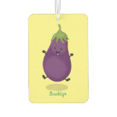 Cute happy eggplant cartoon luchtverfrisser (Achterkant)