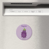 Cute happy eggplant cartoon magneet (Insitu (Vaatwasser))