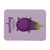 Cute happy eggplant cartoon magneet (Horizontaal)
