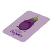 Cute happy eggplant cartoon magneet (Linkerzijde)