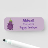 Cute happy eggplant cartoon naamplaatje (In situ)