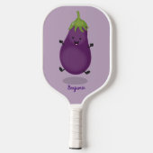 Cute happy eggplant cartoon pickleball paddle (Achterkant)