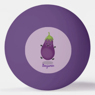 Cute happy eggplant cartoon pingpongballen