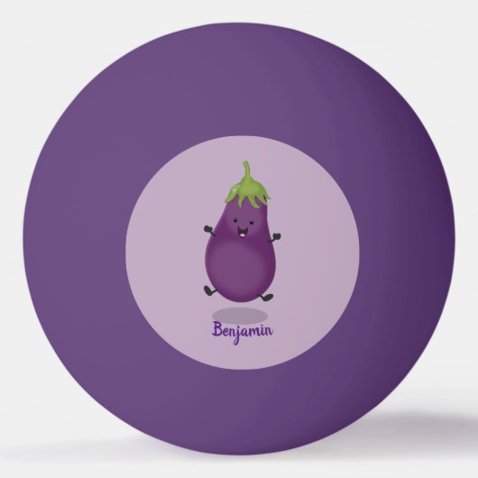 Cute happy eggplant cartoon pingpongballen (Voorkant)