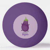 Cute happy eggplant cartoon pingpongballen (Achterkant)