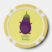 Cute happy eggplant cartoon poker chips (Achterkant)