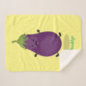 Cute happy eggplant cartoon sherpa deken (Voorkant (horizontaal))