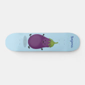 Cute happy eggplant cartoon skateboard (Horizontaal)