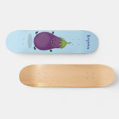 Cute happy eggplant cartoon skateboard (Horizontaal)