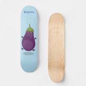 Cute happy eggplant cartoon skateboard (Voorkant)