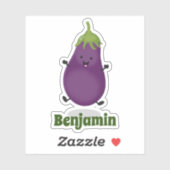 Cute happy eggplant cartoon sticker (Vel)