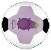 Cute happy eggplant cartoon voetbal (Gedraaid)