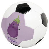 Cute happy eggplant cartoon voetbal (Drie kwart)