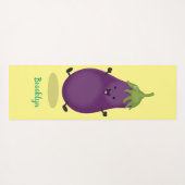 Cute happy eggplant cartoon yogamat (Achterkant (horizontaal))