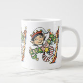 Cute Happy Elf Danser, Retro Kerstmis Cartoon Extra Grote Beker (Rechts)
