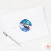 Cute Happy Elf Sledding Christmas Ronde Sticker (Envelop)