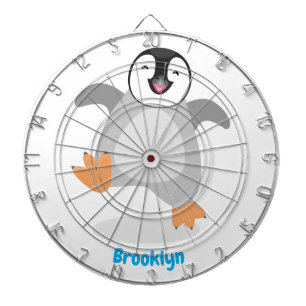 Cute happy emperor pinguin chick cartoon dartbord