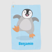 Cute happy emperor pinguin chick cartoon golfhanddoek (Voorkant)