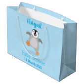 Cute happy emperor pinguin chick cartoon groot cadeauzakje (Achterkant Gekanteld)