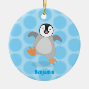 Cute happy emperor pinguin chick cartoon keramisch ornament