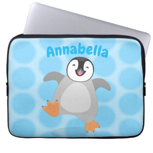 Cute happy emperor pinguin chick cartoon laptop sleeve