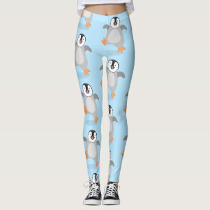 Cute happy emperor pinguin chick cartoon leggings