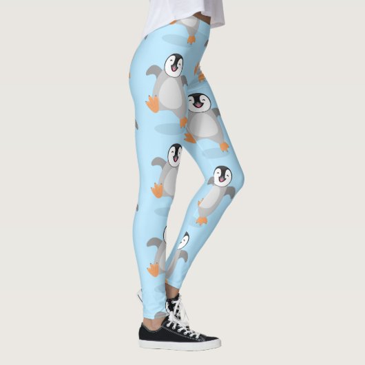 Cute happy emperor pinguin chick cartoon leggings (Rechts)