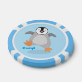 Cute happy emperor pinguin chick cartoon poker chips (Enkel)
