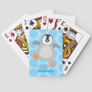 Cute happy emperor pinguin chick cartoon pokerkaarten